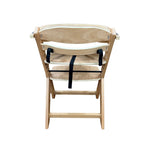 Load image into Gallery viewer, Back view of a children's wooden high chair on white background