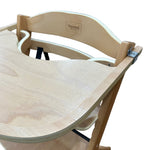 Load image into Gallery viewer, Zoomed in view of the wooden tray of a children's wooden high chair