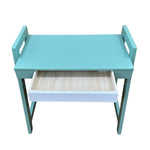 Load image into Gallery viewer, Mint study table with a white drawer on a white background
