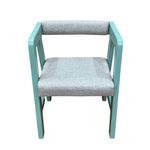 Load image into Gallery viewer, Children's chair with mint color frame and off-white cushion on a white background
